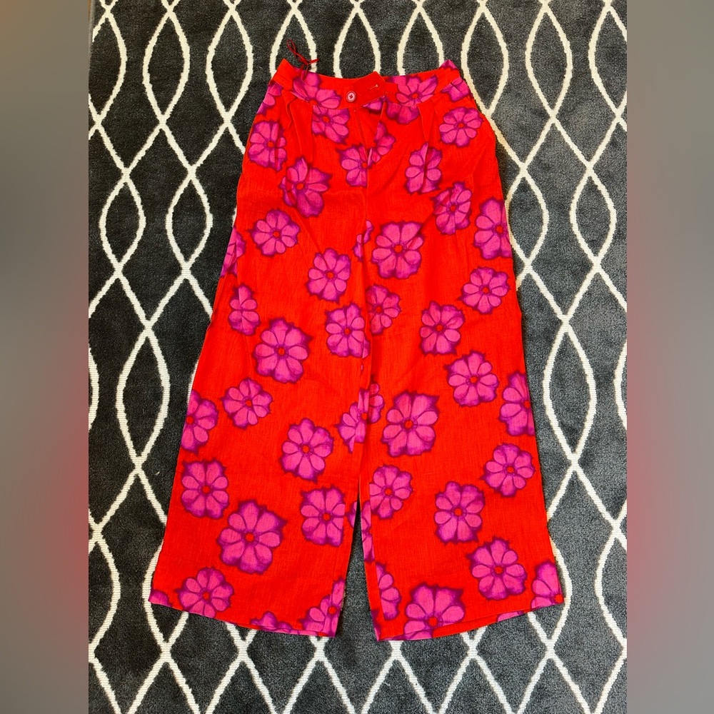Rhode Linen Campbell Pants Scarlet Size 4 NWT - Picture 6 of 11